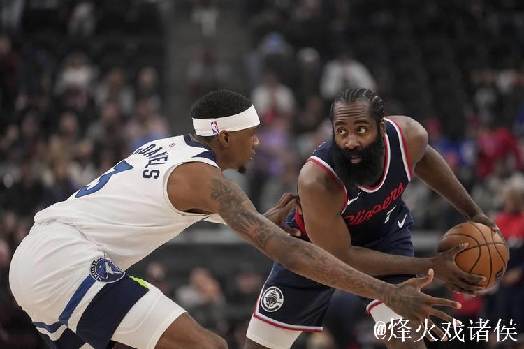 爱德华兹15分哈登空砍34分 森林狼18分逆转快船